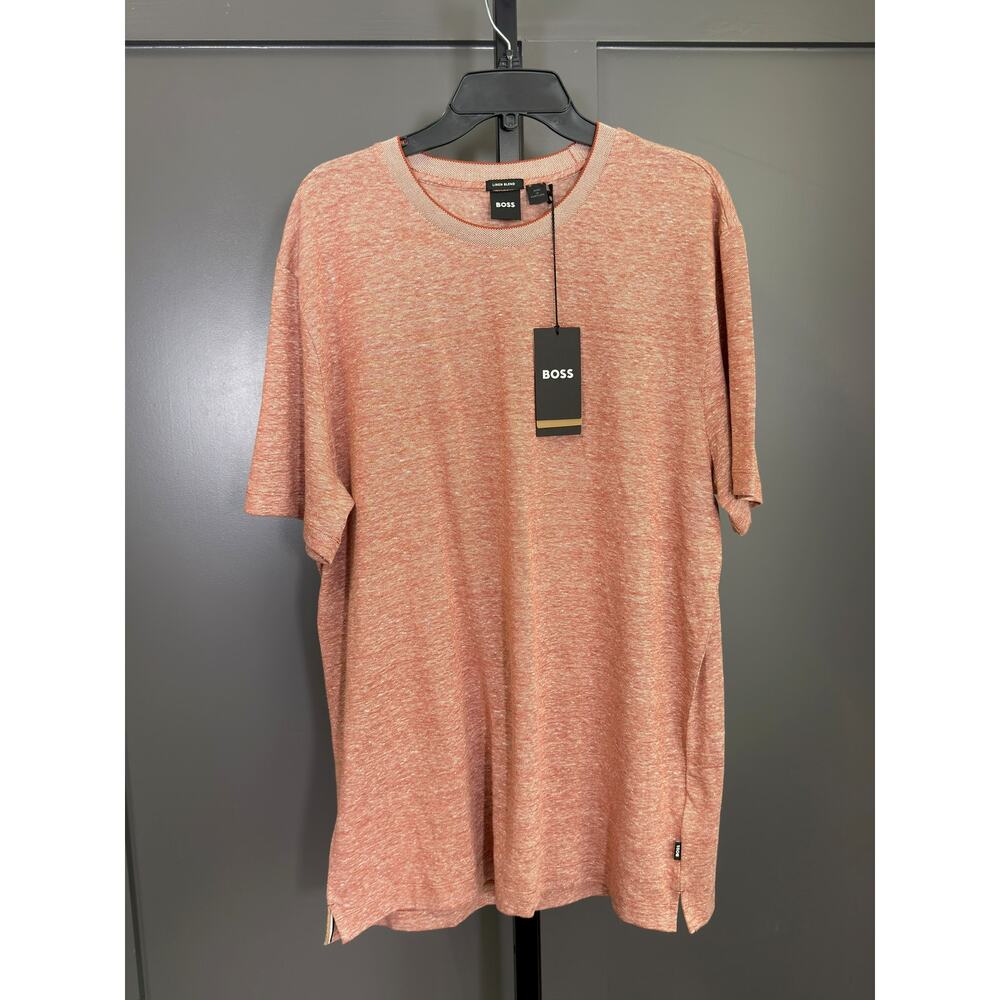 NWT BOSS Mens Mouliné T-shirt in an orange melange finish, XXL, $128 MSRP